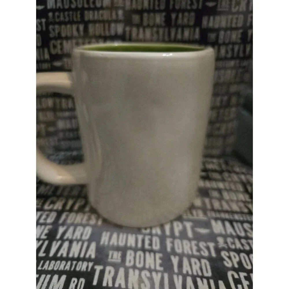Rae Dunn Halloween Bewitched Coffee Mug Green Interior